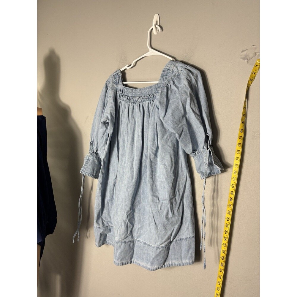 Free People Sonora Denim Cotton Mini Dress in Light Blue  XS - Picture 15 of 15
